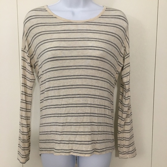 Pink Rose S long sleeve grey stripe zip back top - Picture 3 of 7